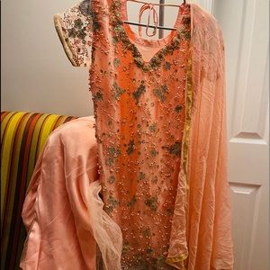 Three piece suit Pakistani dress with sharara